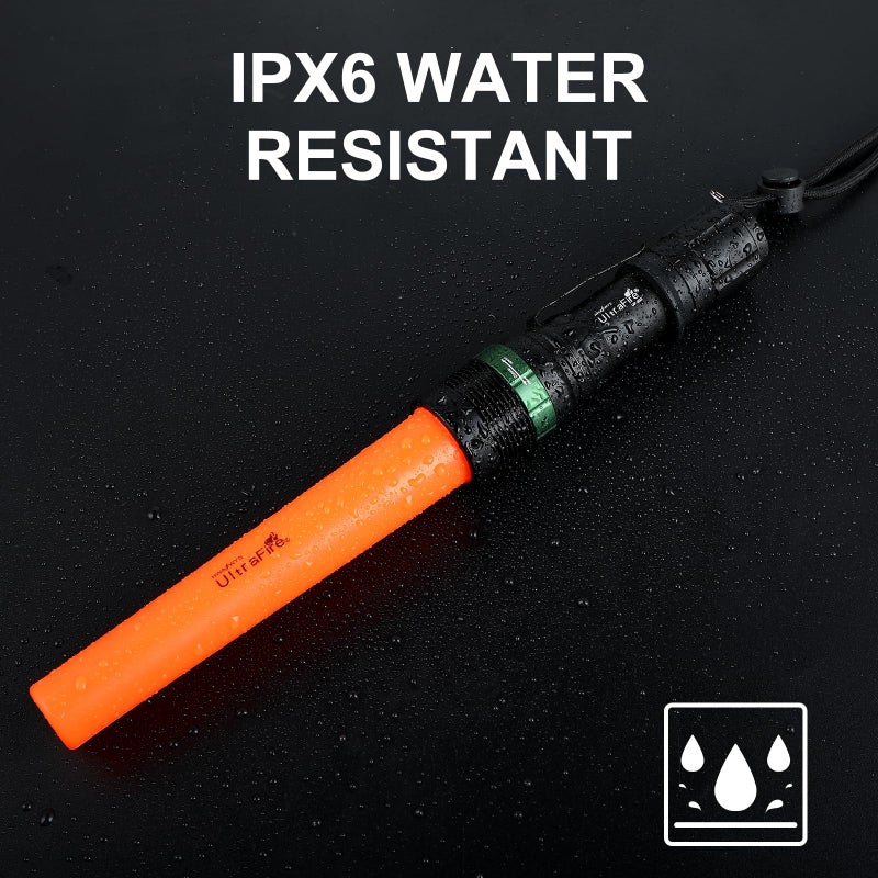 ULTRAFIRE 2pc 11-Inch Signal Traffic Wand Safty LED Flashlight 250 Lumen, Red Flashing Mode, Wrist Strap Lanyard, Side Clip, Orange Finish for Kids Outdoor Camping - Image 5